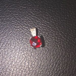 14k White Gold Ruby and Diamond Pendant